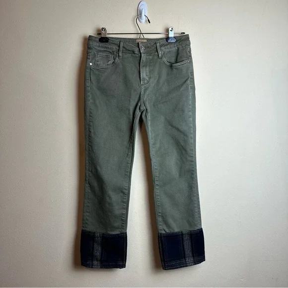Driftwood Pants Colette Roads End Flannel Cuffs Green Jeans Women’s Size 28 - Picture 15 of 15